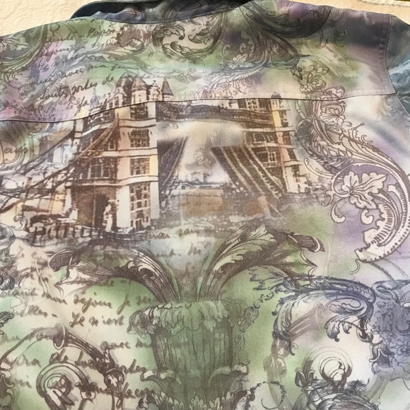 C&B colorful denim jacket with French images & text (2X) - Picture 12 of 15